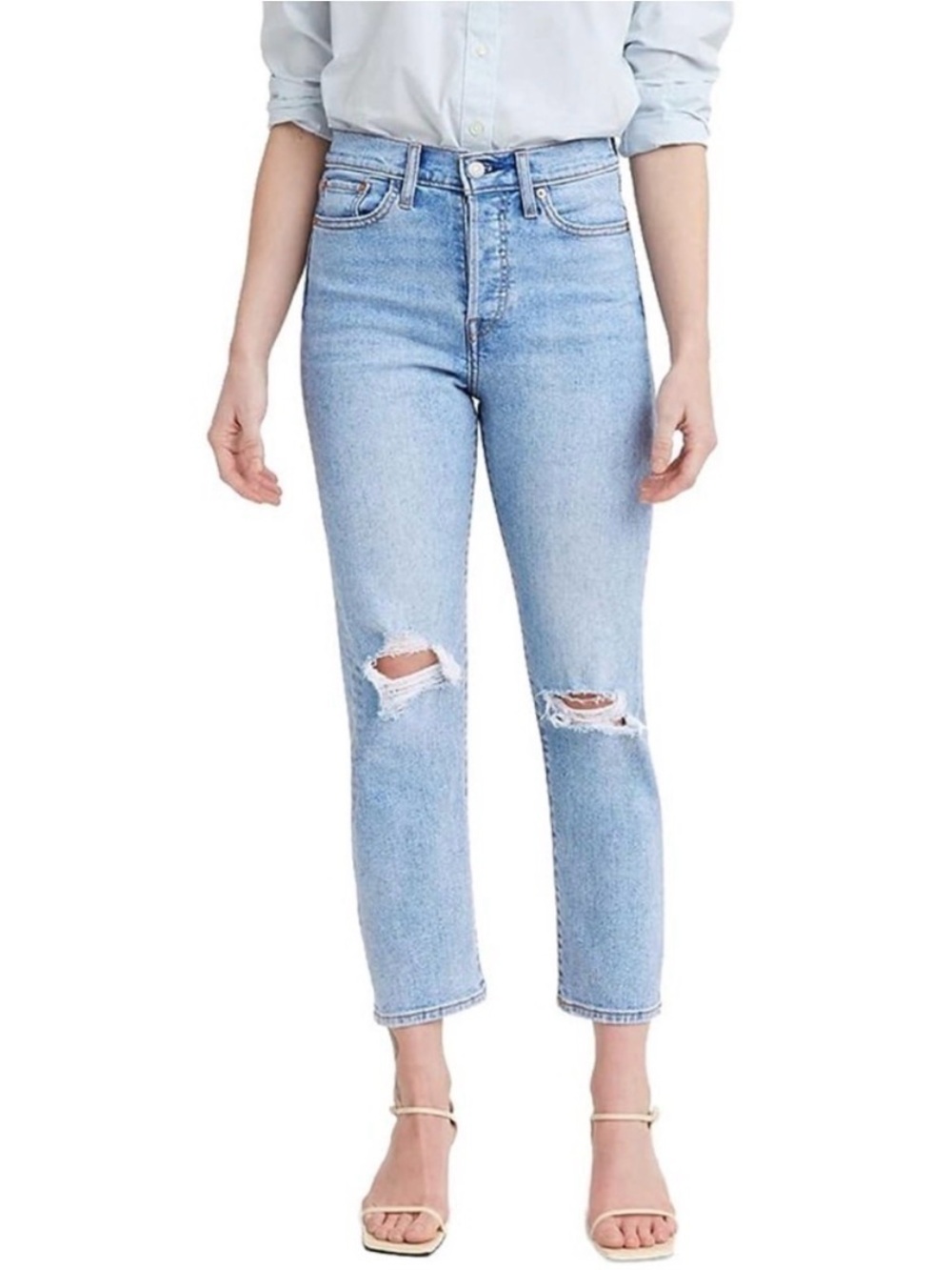 Levi’s Wedgie Straight Light Wash Distressed Minimalist Classic Casual Jeans